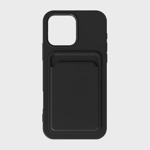 Silicone Mobile Case with Card Holder for iPhone 16 Pro - Black
