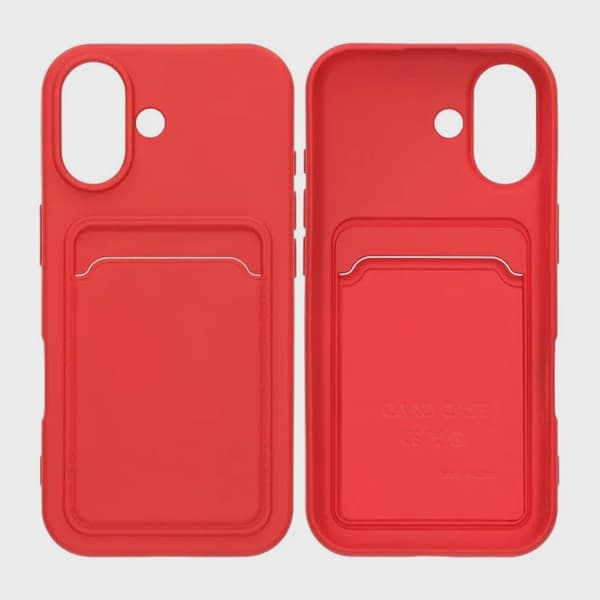 Silicone Mobile Case with Card Holder for iPhone 17 - Red