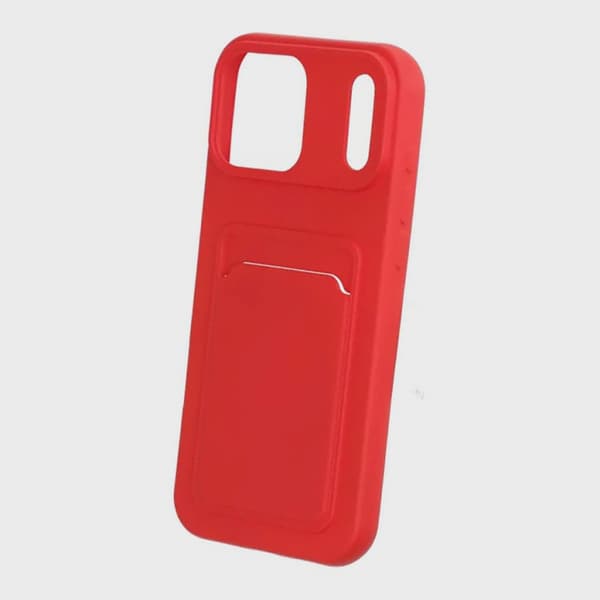 Silicone Case with Card Holder for iPhone 17 Pro Max - Red