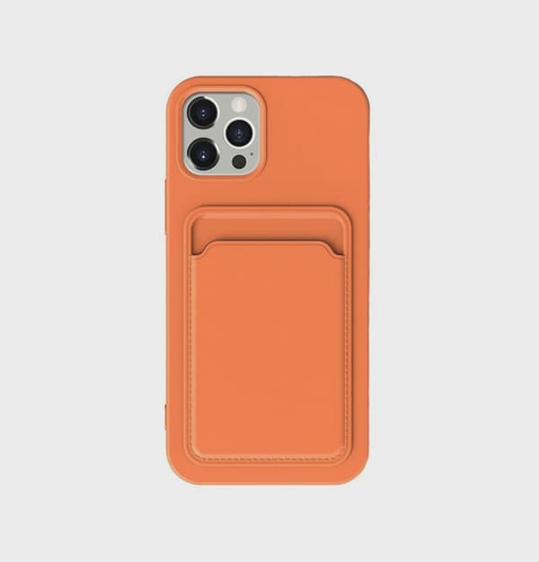 Silicone Mobile Case with Card Holder for iPhone 13 Pro Max - Orange