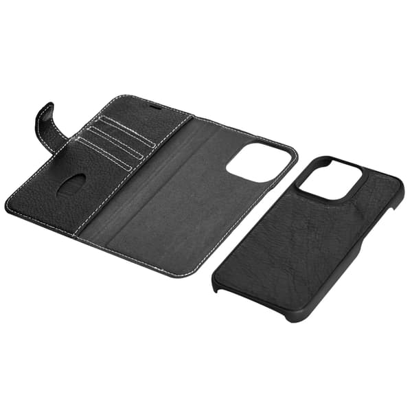 iPhone 13 Mini leather wallet, detachable, Black