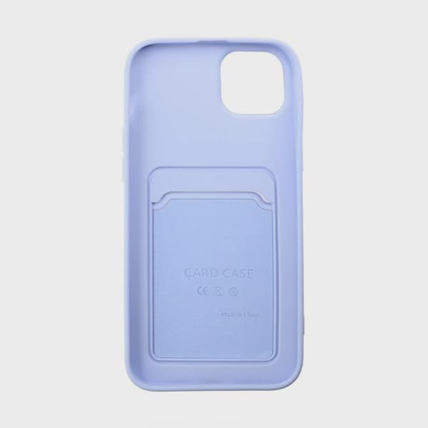 Silicone Mobile Case with Card Holder for iPhone 14 Plus - Purple