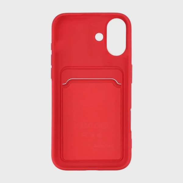 Silicone Mobile Case with Card Holder for iPhone 16 - Red