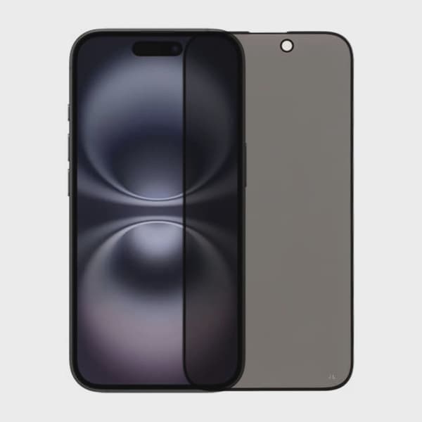Screen Protector Privacy Tempered Glass iPhone 15/16 - Black (Eco-friendly)