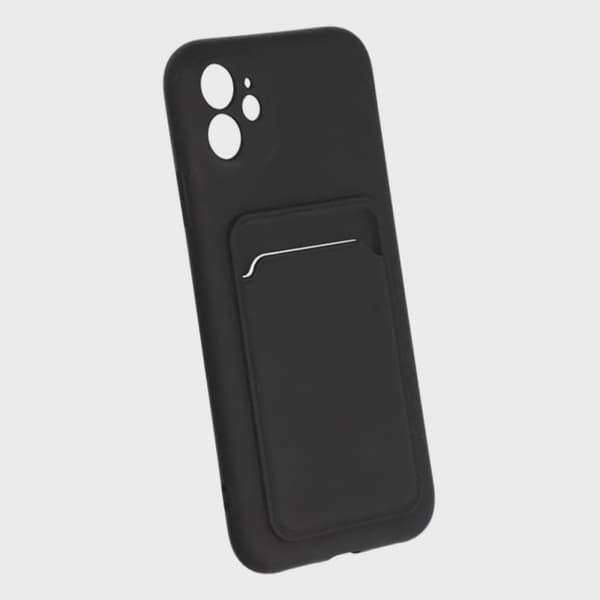 Silicone Mobile Case with Card Holder for iPhone 11 - Black