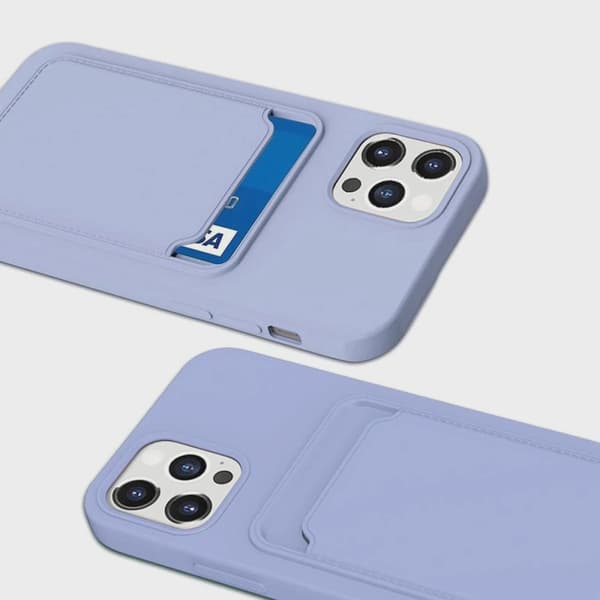 Silicone Case with Card Holder for iPhone 14 Pro Max - Purple