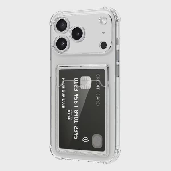 Transparent Mobile Case with Card Holder for iPhone 17 Pro