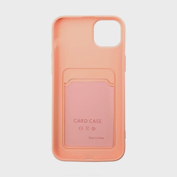 Silicone Mobile Case with Card Holder for iPhone 14 Plus - Pink
