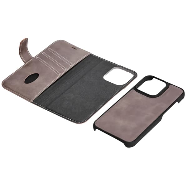 iPhone 13 Mini leather wallet, detachable, Grey