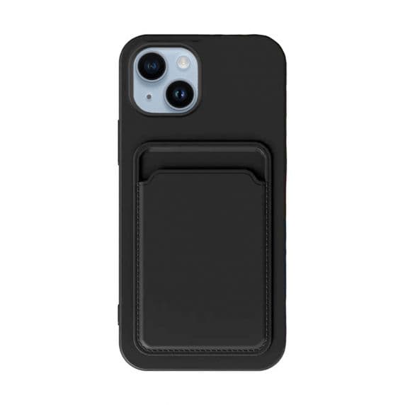 iPhone 15 Phone Case Silicone with Card Holder - Black