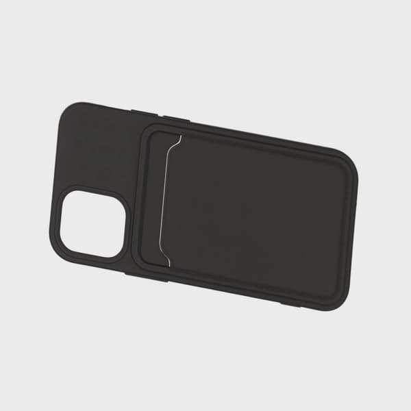 Silicone Mobile Case with Card Holder for iPhone 12 Mini - Black