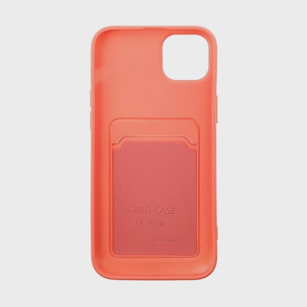 Silicone Mobile Case with Card Holder for iPhone 14 - Orange