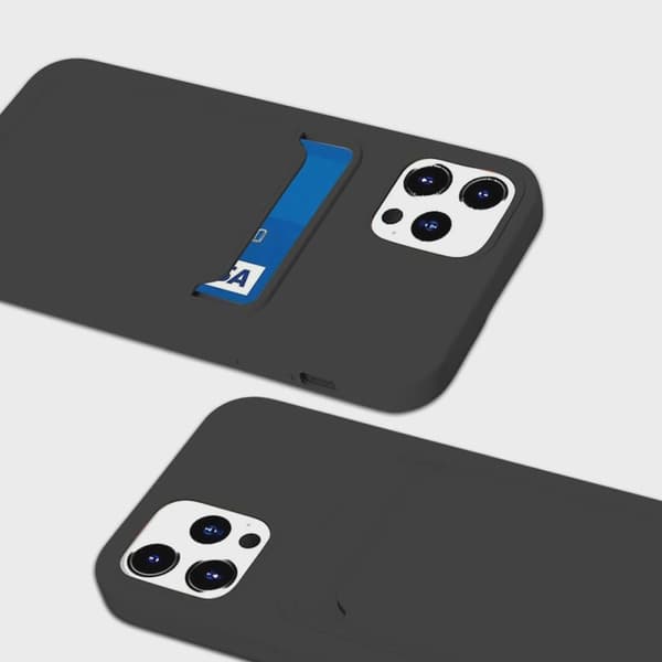 Silicone Mobile Case with Card Holder for iPhone 12/12 Pro - Black