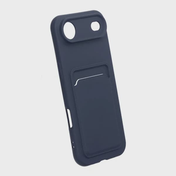 Silicone Mobile Case with Card Holder for iPhone Air - Blue