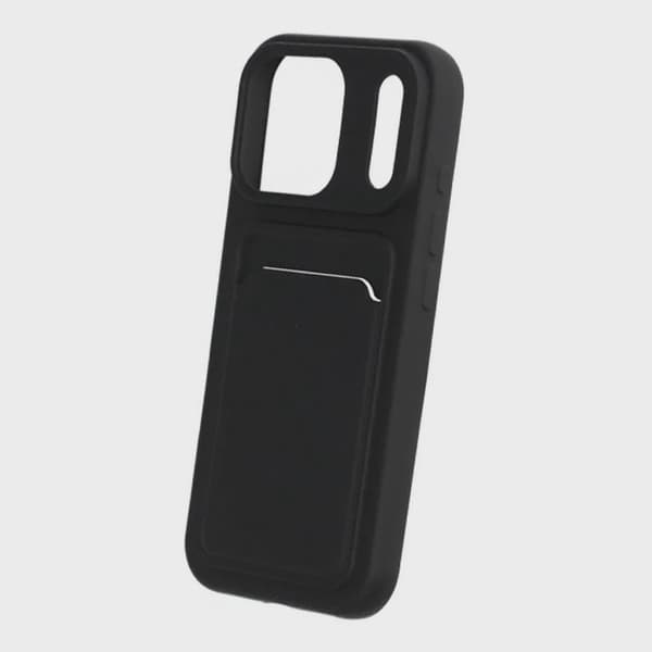 Silicone Mobile Case with Card Holder for iPhone 17 Pro - Black