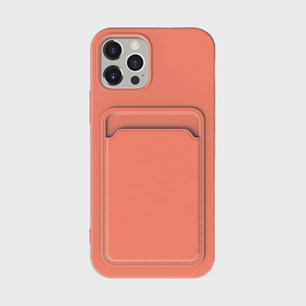 Silicone Mobile Case with Card Holder for iPhone 14 Pro Max - Orange