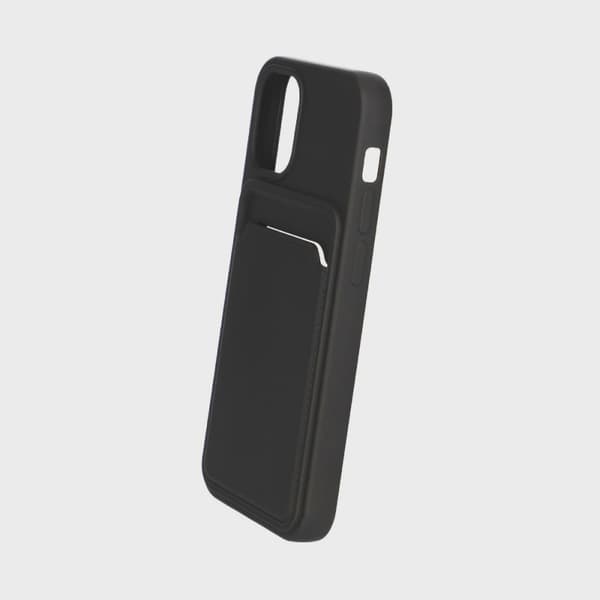 Silicone Mobile Case with Card Holder for iPhone 12 Mini - Black