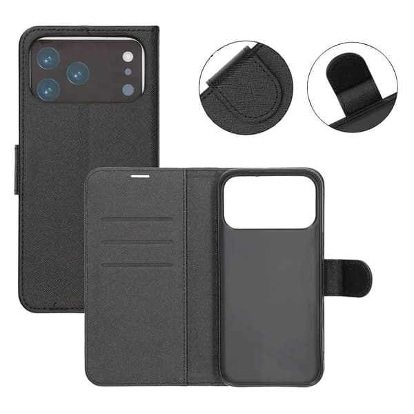 Wallet Case with Stand for iPhone 17 Pro - Black