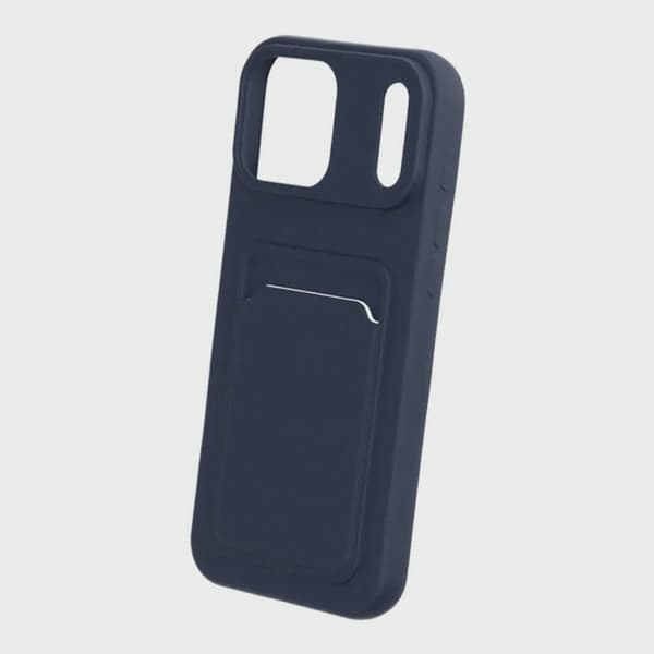 Silicone Case with Card Holder for iPhone 17 Pro Max - Blue