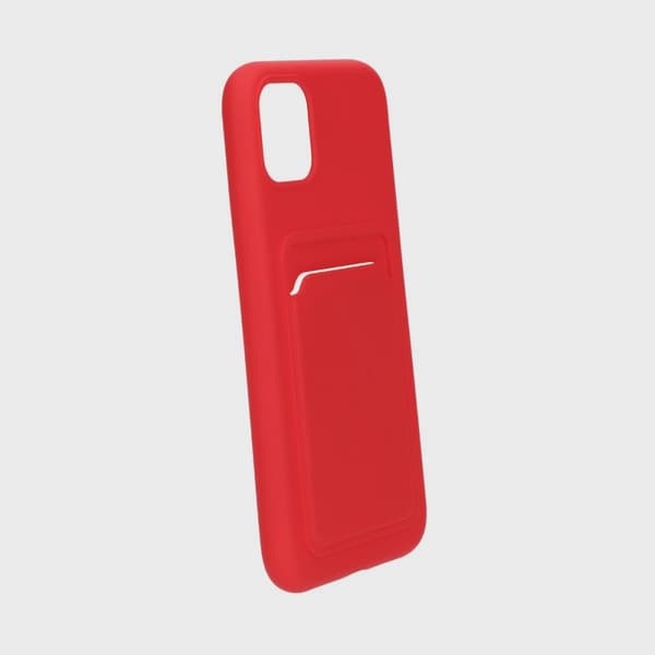 Silicone Mobile Case with Card Holder for iPhone 11 - Red