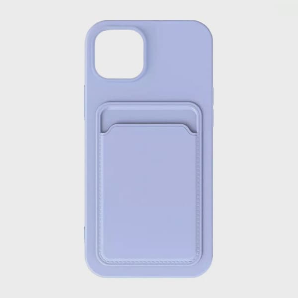 Silicone Mobile Case with Card Holder for iPhone 15 Plus - Purple