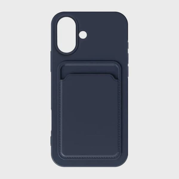 Silicone Mobile Case with Card Holder for iPhone 16 Plus - Blue
