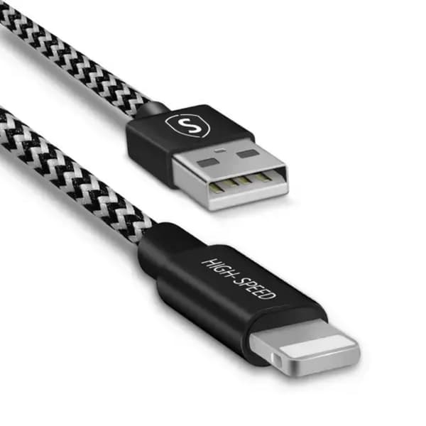 USB till Lightning-kabel 2.4A, 3m - Svart/Vit