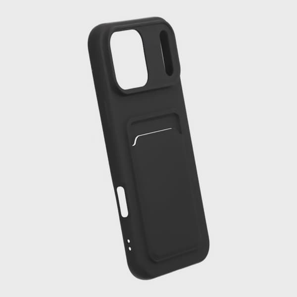 Silicone Mobile Case with Card Holder for iPhone 17 Pro Max - Black