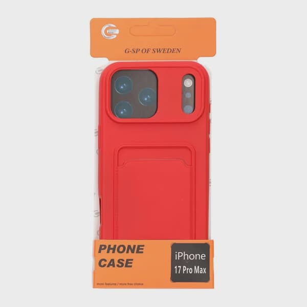 Silicone Case with Card Holder for iPhone 17 Pro Max - Red