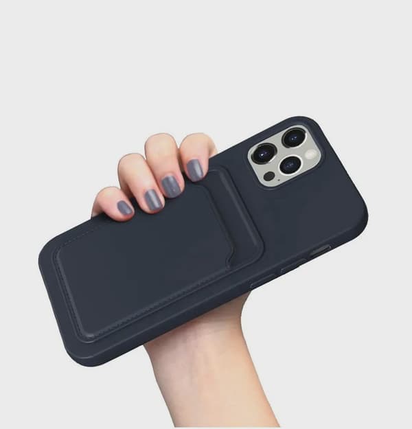 Silicone Mobile Case with Card Holder for iPhone 13 Pro - Blue
