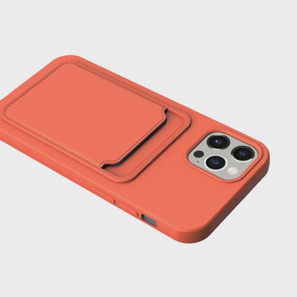 Silicone Mobile Case with Card Holder for iPhone 14 Pro Max - Orange