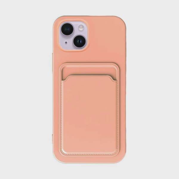 Silicone Mobile Case with Card Holder for iPhone 14 Plus - Pink
