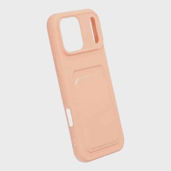 Silicone Case with Card Holder for iPhone 17 Pro Max - Pink