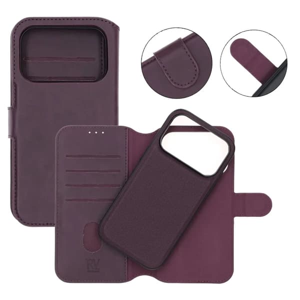 RV Magnetic Wallet Case iPhone 17 Pro Dark Cherry