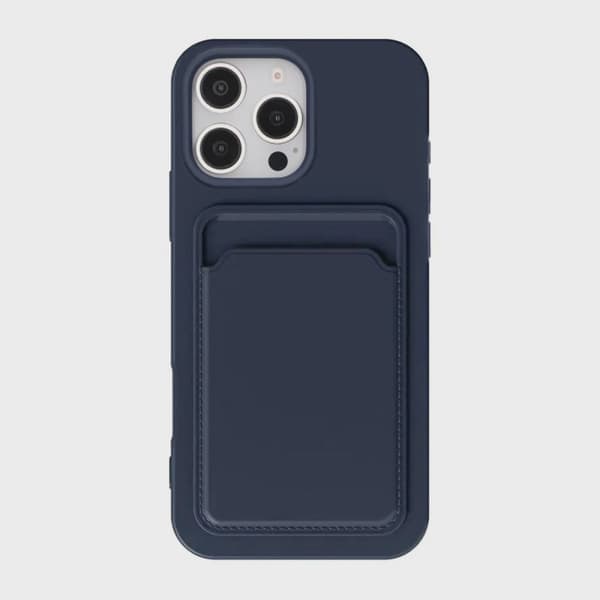 Silicone Mobile Case with Card Holder for iPhone 16 Pro Max - Blue