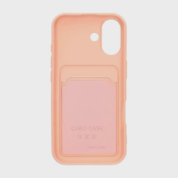 Silicone Case with Card Holder for iPhone 17 - Pink