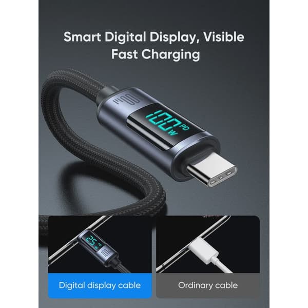 SiGN USB-C to USB-C Cable 100W with Display, 2m - Black