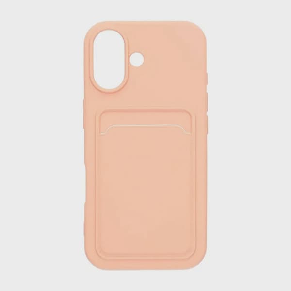 Silicone Case with Card Holder for iPhone 17 - Pink