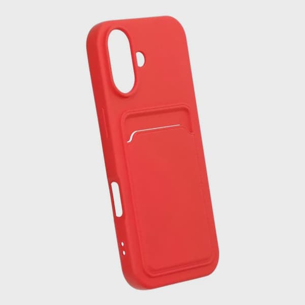 Silicone Mobile Case with Card Holder for iPhone 17 - Red
