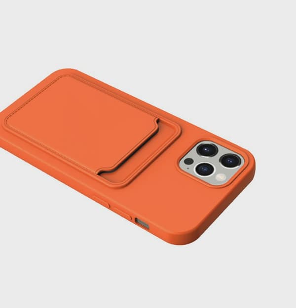 Silicone Mobile Case with Card Holder for iPhone 13 Pro Max - Orange