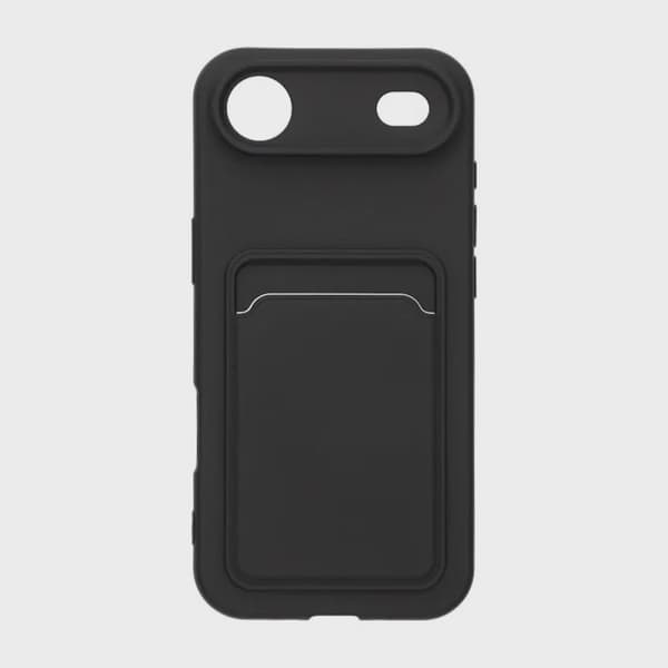 Silicone Mobile Case with Card Holder for iPhone Air - Black