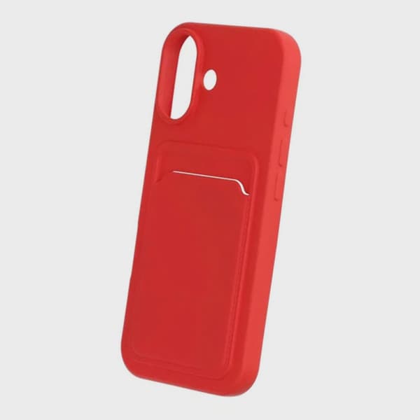 Silicone Mobile Case with Card Holder for iPhone 17 - Red