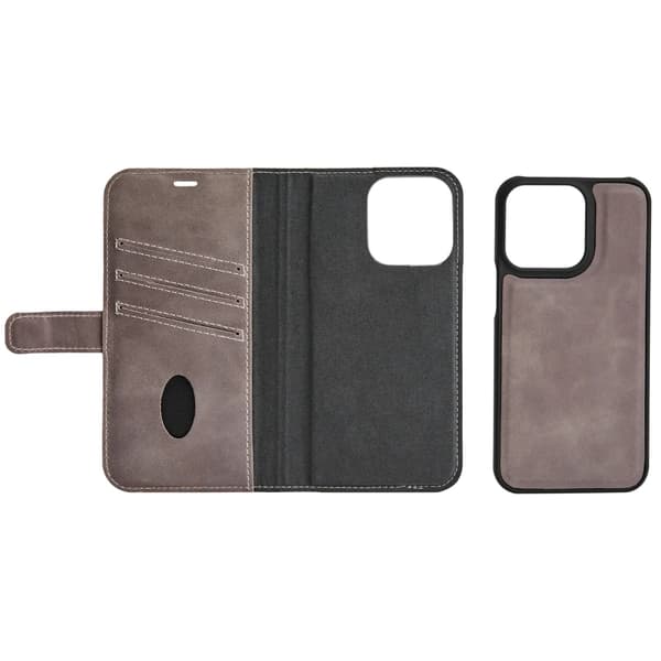 iPhone 13 Mini leather wallet, detachable, Grey