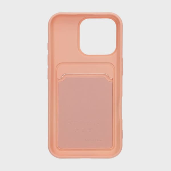 Silicone Case with Card Holder for iPhone 16 Pro Max - Pink