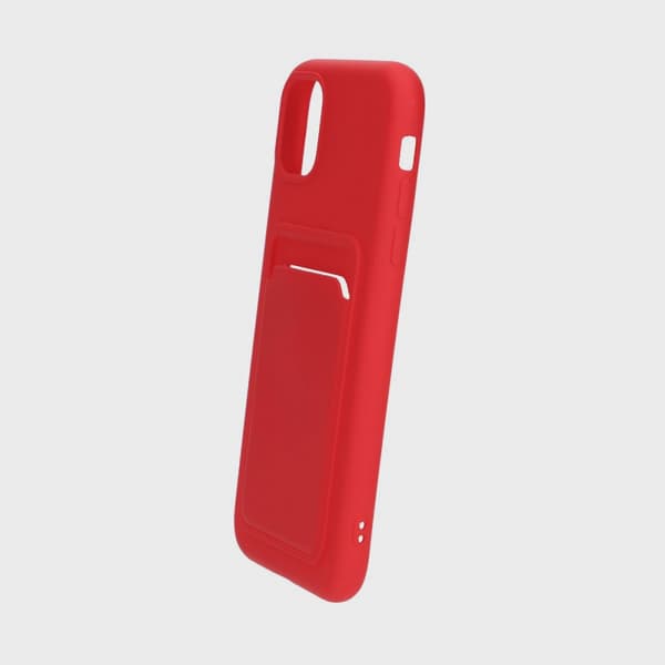 Silicone Mobile Case with Card Holder for iPhone 11 - Red