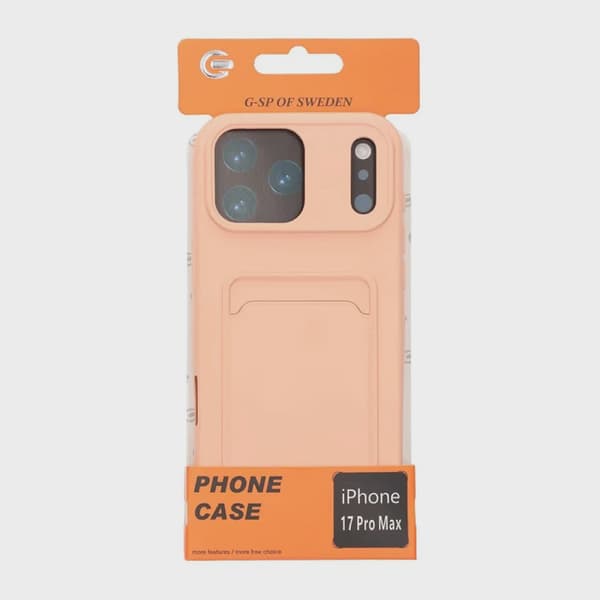 Silicone Case with Card Holder for iPhone 17 Pro Max - Pink