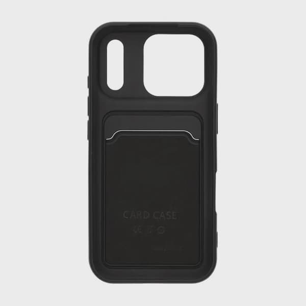 Silicone Mobile Case with Card Holder for iPhone 17 Pro - Black