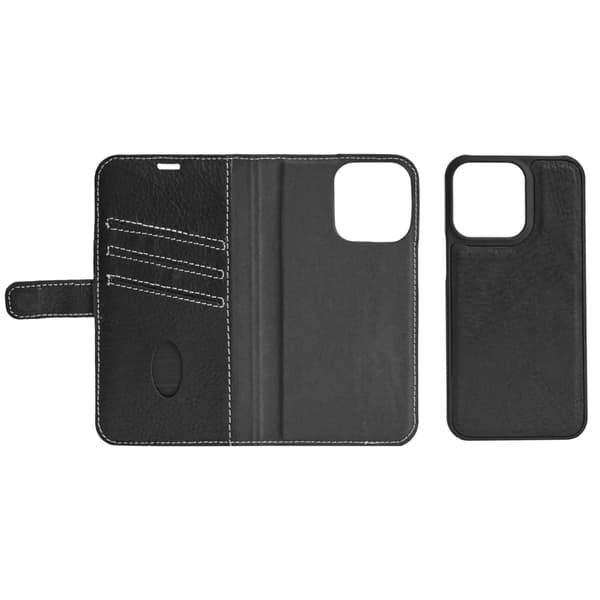 iPhone 12 mini läderplånbok, avtagbar, Svart