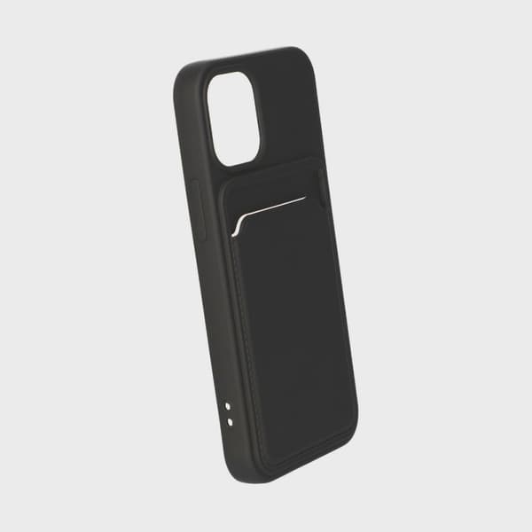 Silicone Mobile Case with Card Holder for iPhone 12 Mini - Black