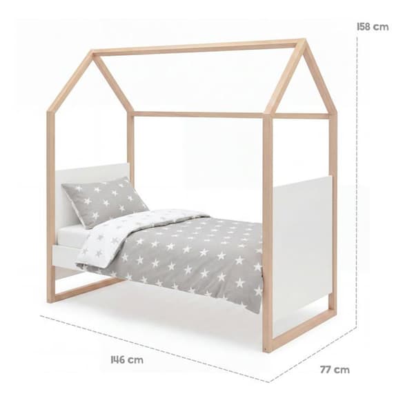 ROBA Lit Cabane 'Noah' 70 x 140 cm – Evolutiv – Vit / Ek Tristan